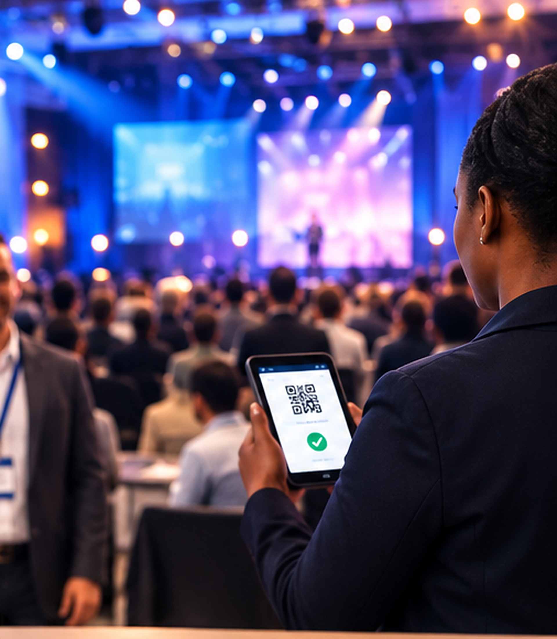 An event staff member scanning a QR-code ticket at a live event